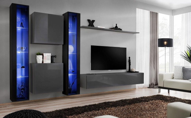Living room furniture 2x Wall Cabinet Gray Modern Sideboard Furnishings Hanging Display case