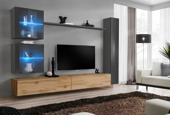 Modern Wall unit Sideboard Gray Furnishings Wall Cabinet Living room TV Stand