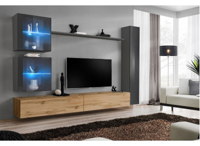 Modern Wall unit Sideboard Gray Furnishings Wall Cabinet Living room TV Stand