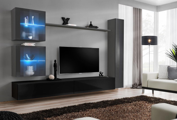 Living room set 6 pieces luxury wall unit furniture designer 3x wall cabinet TV stand