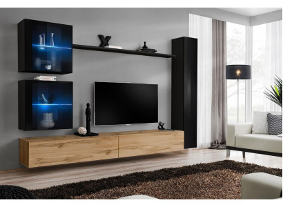 Luxury Black 3x Wall Wardrobe Wall unit TV Stand Modern Design Set 6pcs new