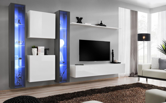 Wall unit Complete Set 6-piece hanging display case Living room furniture wall cabinet