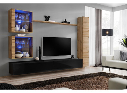 Designer Living room Furniture Wall Wardrobe Wall unit Shelf TV lowboard set 6 pieces.