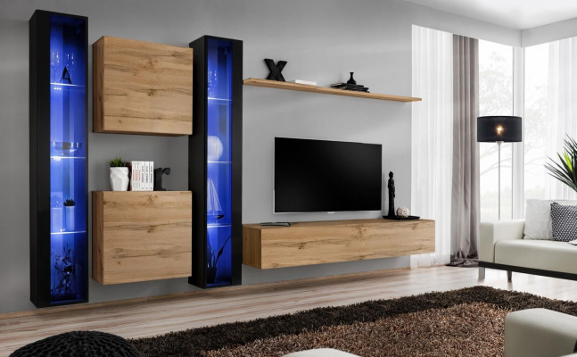 Living Furniture Complete Wall unit Wardrobe Wall Cabinet Set Hanging Display case Furnishings