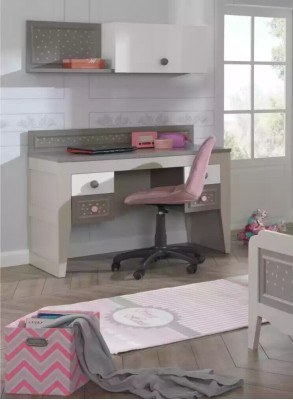 Childrens room Suite Childrens bed Bedroom Wooden furniture Gray Furniture 6pcs