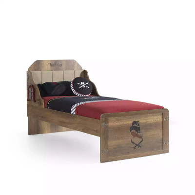Childrens room Suite Pirate Bed Frame Youth Bed Wood Brown 5-piece set