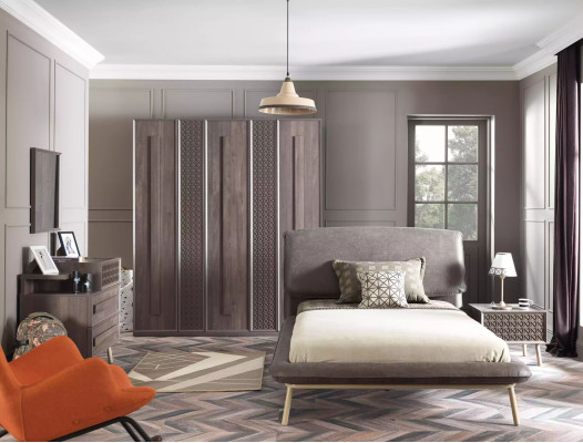 Children's room Suite youth bed children's furniture bed wood gray set 5 pieces