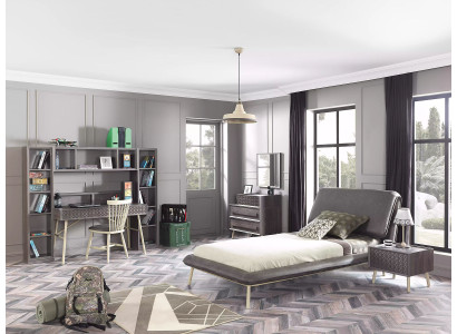 Complete e youth bed bed frame bed childrens room set 7 pieces wood grey