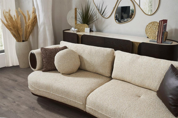 White living room sofa set 2x side tables 2x stool luxury couches