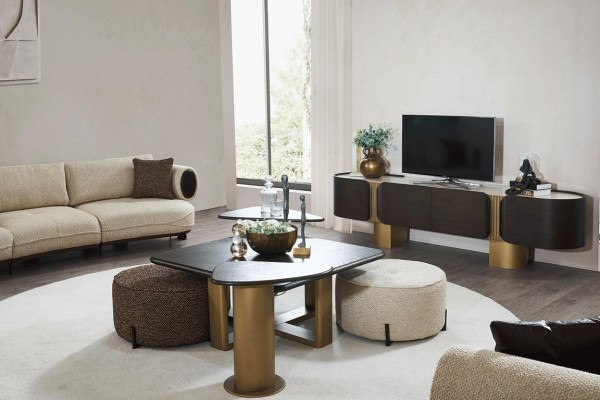 White living room sofa set 2x side tables 2x stool luxury couches