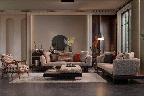 Dark Beige Sofa set 4 Seater Two Seater Luxurious Living room Armchair