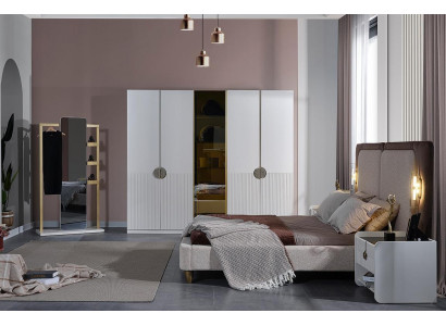 White Bedroom Complete e Suite Modern Bed Wardrobe 5pcs
