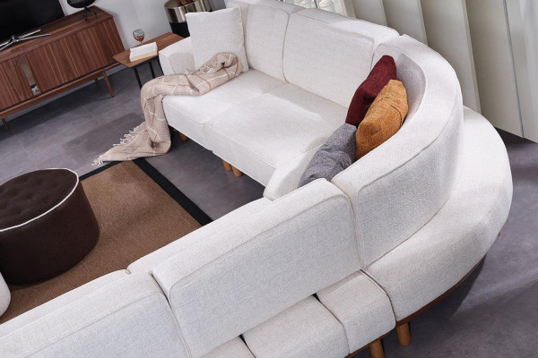 White Upholstery Corner sofa Luxurious L-shape Corner sofa Living room Textile Sofa