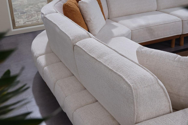 White Upholstery Corner sofa Luxurious L-shape Corner sofa Living room Textile Sofa