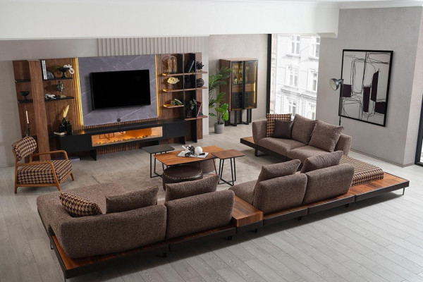Luxurious brown-black wall unit designer TV board robust shelves new