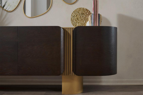 Modern Black-Golden Sideboard Designer Mirror Luxury Chest of drawers 2-piece