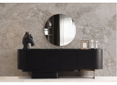 Black Dining room Furniture Stylish Sideboard with Mirror Wood Chest of drawers