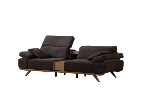 Brown-White Seating Set Three-Seater Luxurious Upholstery Armchair 2-Piece Set