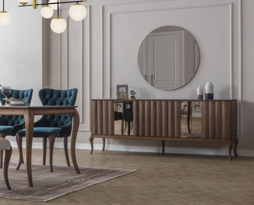 Brown and White Dining room Furniture Chesterfield Designer Stool Luxury Dining table