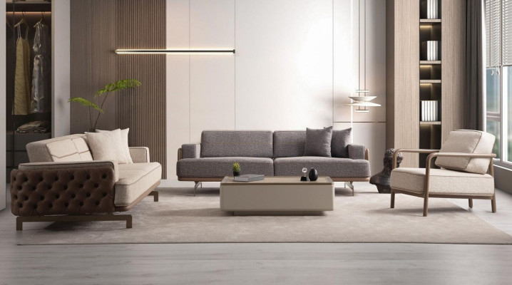 Modernr Bright Sofa set 3+3+1 Set Designer Living room Seater 3pcs