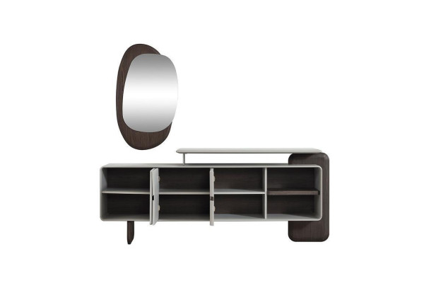 White sideboard Luxurious mirror designer sideboard Elegant 2-piece set