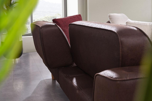 Living room Brown Sofa Noble 3-Seater Couches Upholstery Furniture Wooden Frame