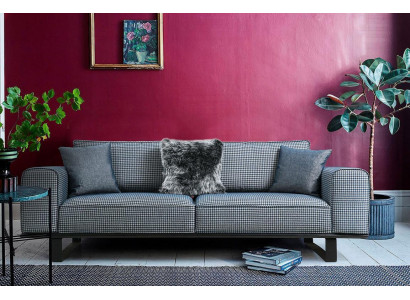 Designer Gray Couch Luxurious Living room 3-Seater Textile Sofa Three