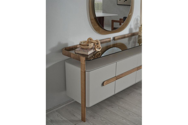 White-Brown Chest of drawers Designer Sideboard Luxury Dining room Wood Furniture 2pcs