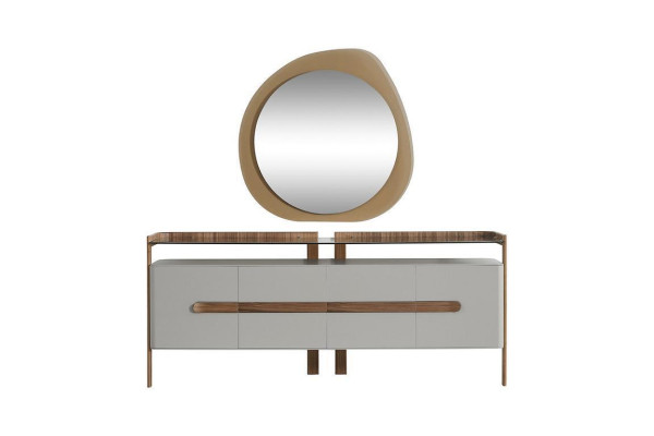 White-Brown Chest of drawers Designer Sideboard Luxury Dining room Wood Furniture 2pcs
