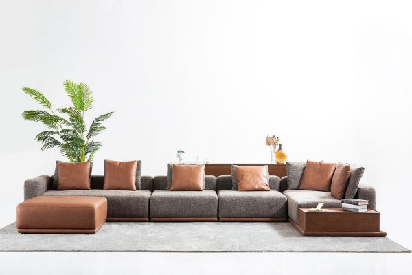 Upholstered sofa Corner suite Corner sofa L-shape fabric sofa Couch Modern Sofa Gray