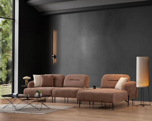 Brown Living room Corner sofa Designer Upholstery Living landscape L-shape Couch