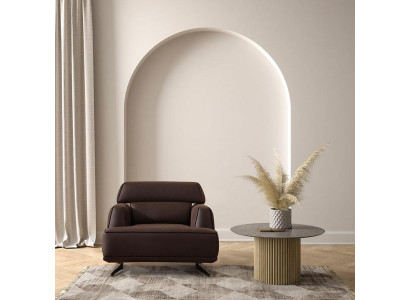 Designer Brown Armchair Upholstered furniture Lounge Single Seater Living room Furniture