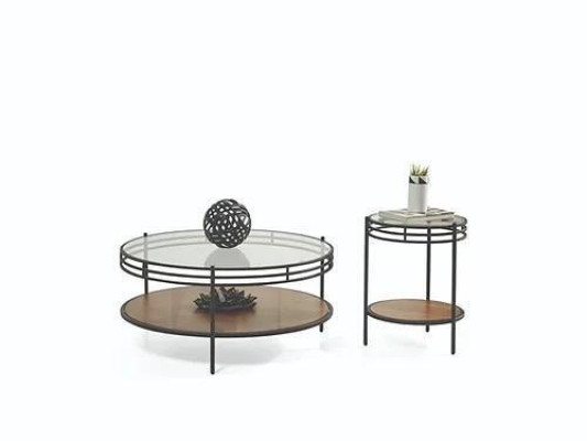 Modern coffee table set designer round table glass table coffee table 2 pieces