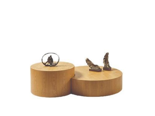 Light brown coffee table 2x round tables designer coffee table side table