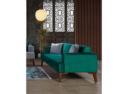 Elegant Turkis couch three-seater sofa living room seating furniture velvet