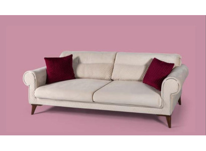 Three Seater Sofa 3 Seater Fabric Beige Couch Sofa Large Upholstery Wood Designer New