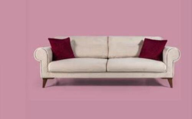 Three Seater Sofa 3 Seater Fabric Beige Couch Sofa Large Upholstery Wood Designer New