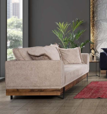 Design Couch 3 Seat Upholstery Sofa Modern Sofas Room Furniture Beige