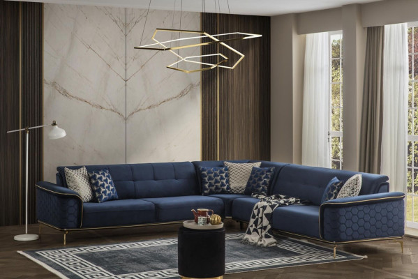Luxury Corner sofa Royal Blue e Velvet Couch Corner suite Sofa Couches Living landscape new