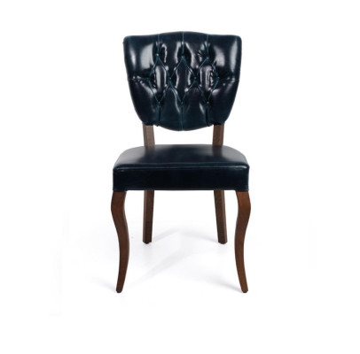 Dark Blue Chesterfield Single Seat Designer Leather Chair Luxury Dining Room Furniture