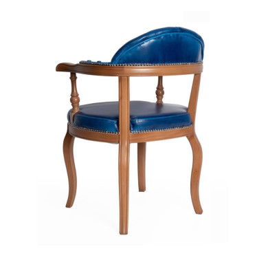 Dining room Wood Chair with Armrest Classic new Design Upholstery Chair Seat Blue