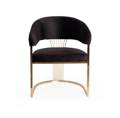 Designer Black Single Seater Luxury Stainless Steel Chair Stylish Upholstered Chair