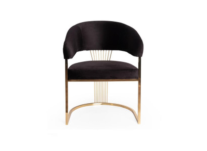 Designer Black Single Seater Luxury Stainless Steel Chair Stylish Upholstered Chair