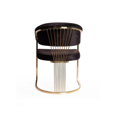 Designer Black Single Seater Luxury Stainless Steel Chair Stylish Upholstered Chair