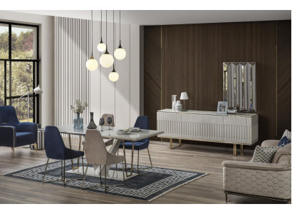 Suite Dining set Dining room Dining table Sideboard Dining Chair Dining set Dining corner 6 pieces
