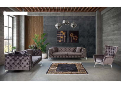 Sofa set Taupe Armchair three-seater 331 Seat Suite Chesterfield