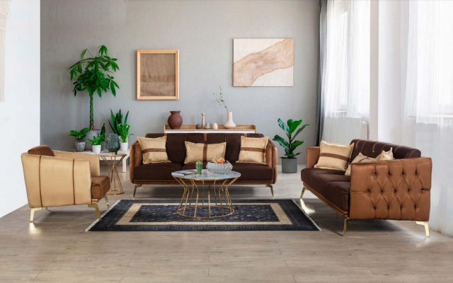 Modern Armchair Single Seater Brown Armchair 1 Seater Upholstery Textile Fabric