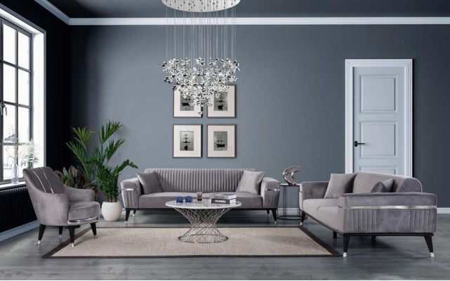 Armchair Single Seater Sofas Living room Textile Fabric Furniture Color Gray