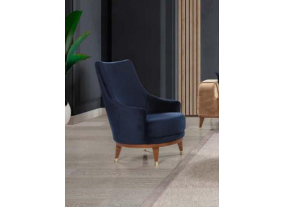 Modern Armchair Living room 1 Seater Designer Lounge Color Blue Wood