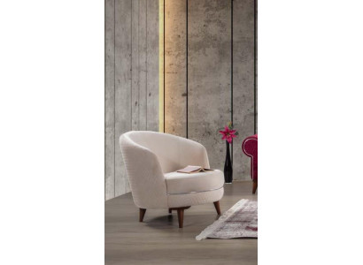 Beige Elegant Armchair Single Seater Design Living room Upholstery Furniture